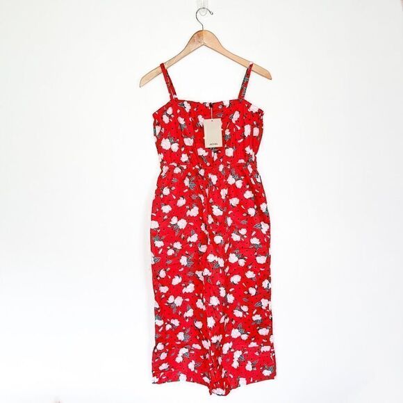 Monki ASOS Women’s Red Floral Polka Dot Spaghetti Strap Jumpsuit - Picture 1 of 9